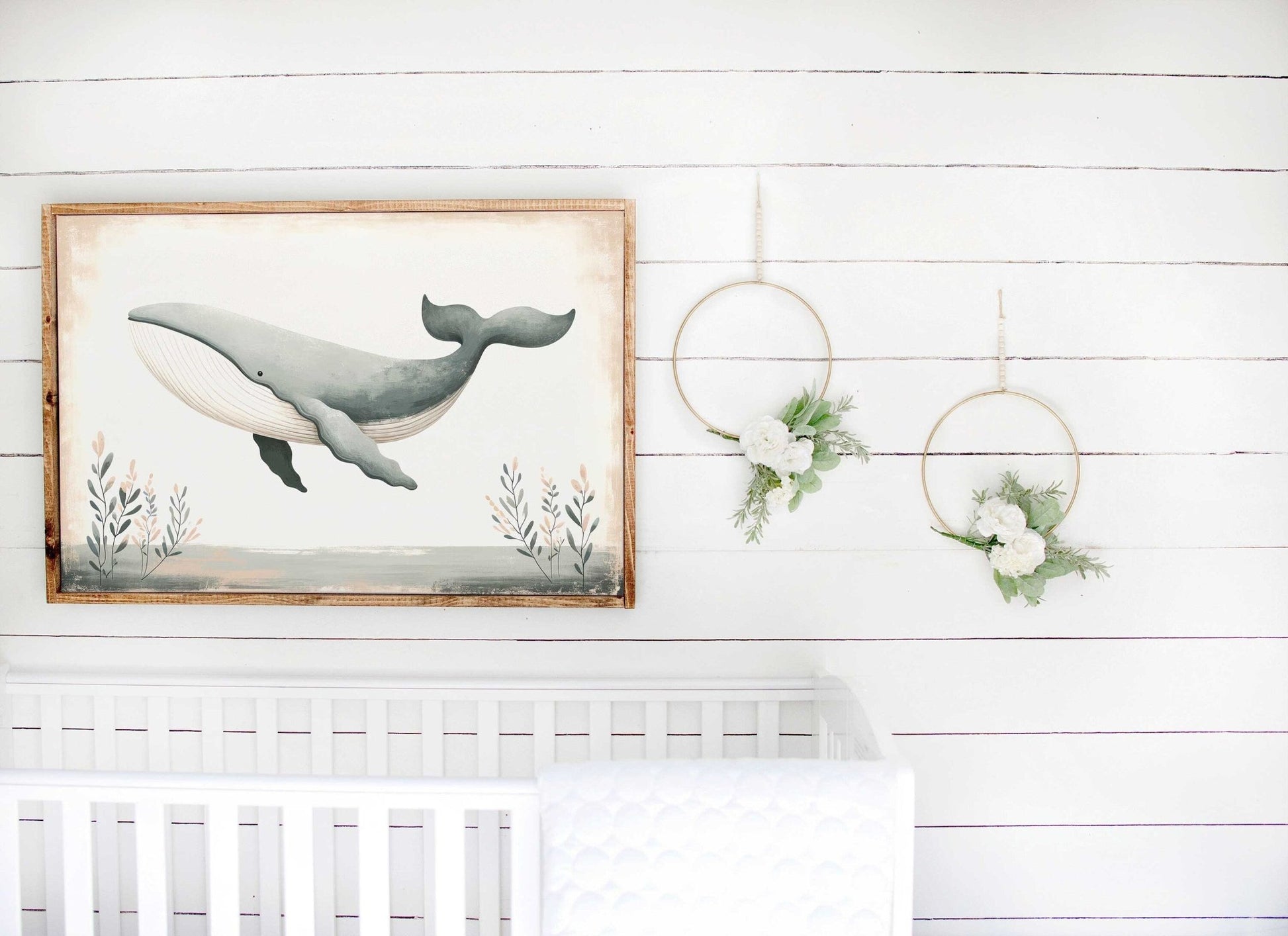 Whale Nursery Prints, Ocean Animal Decor, Vintage Sea Life Art - WildfieldPrints