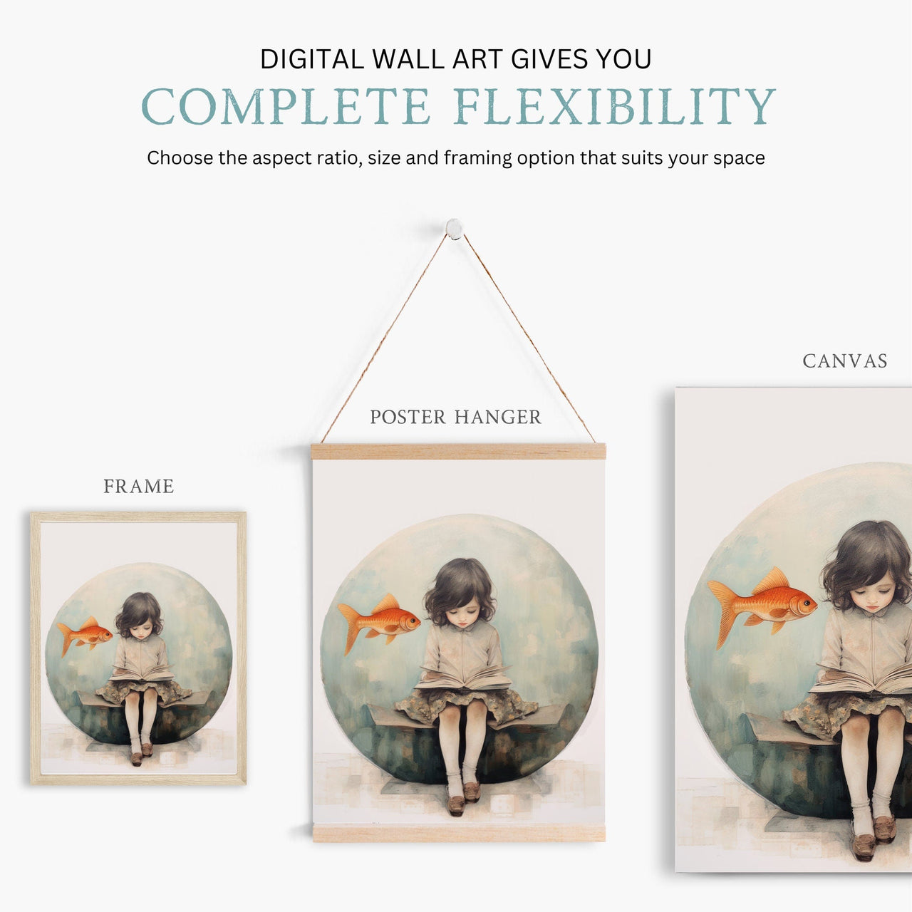 Girl Reading Wall Art – Vintage Kids Room Print