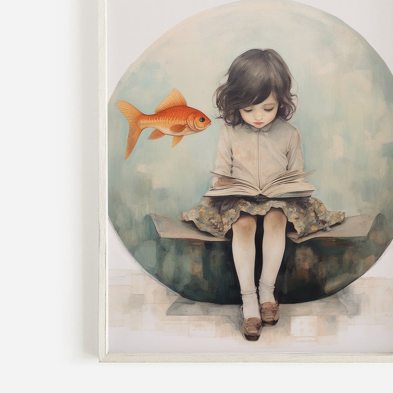 Girl Reading Wall Art – Vintage Kids Room Print