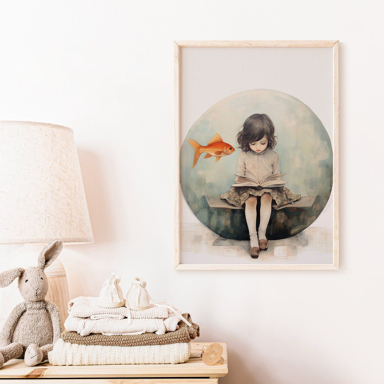 Girl Reading Wall Art – Vintage Kids Room Print