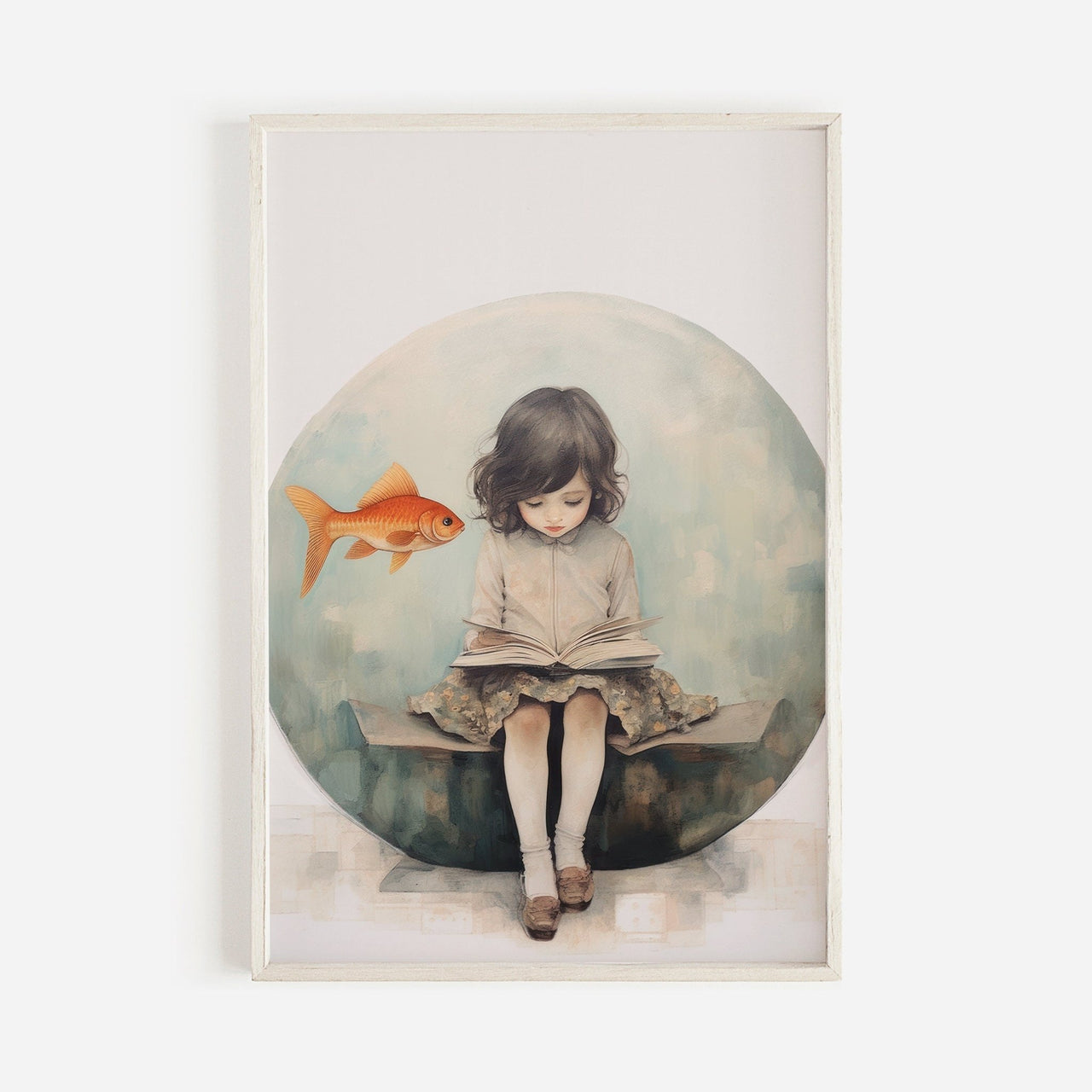 Girl Reading Wall Art – Vintage Kids Room Print