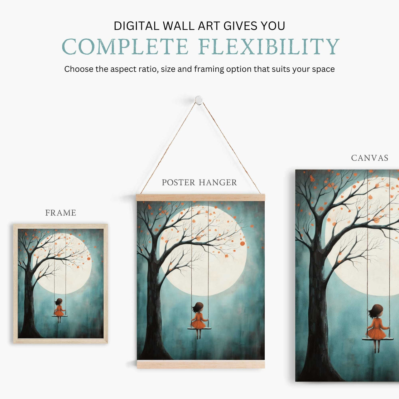 Girl on a Swing Wall Art – Fairy - Tale Nursery Print