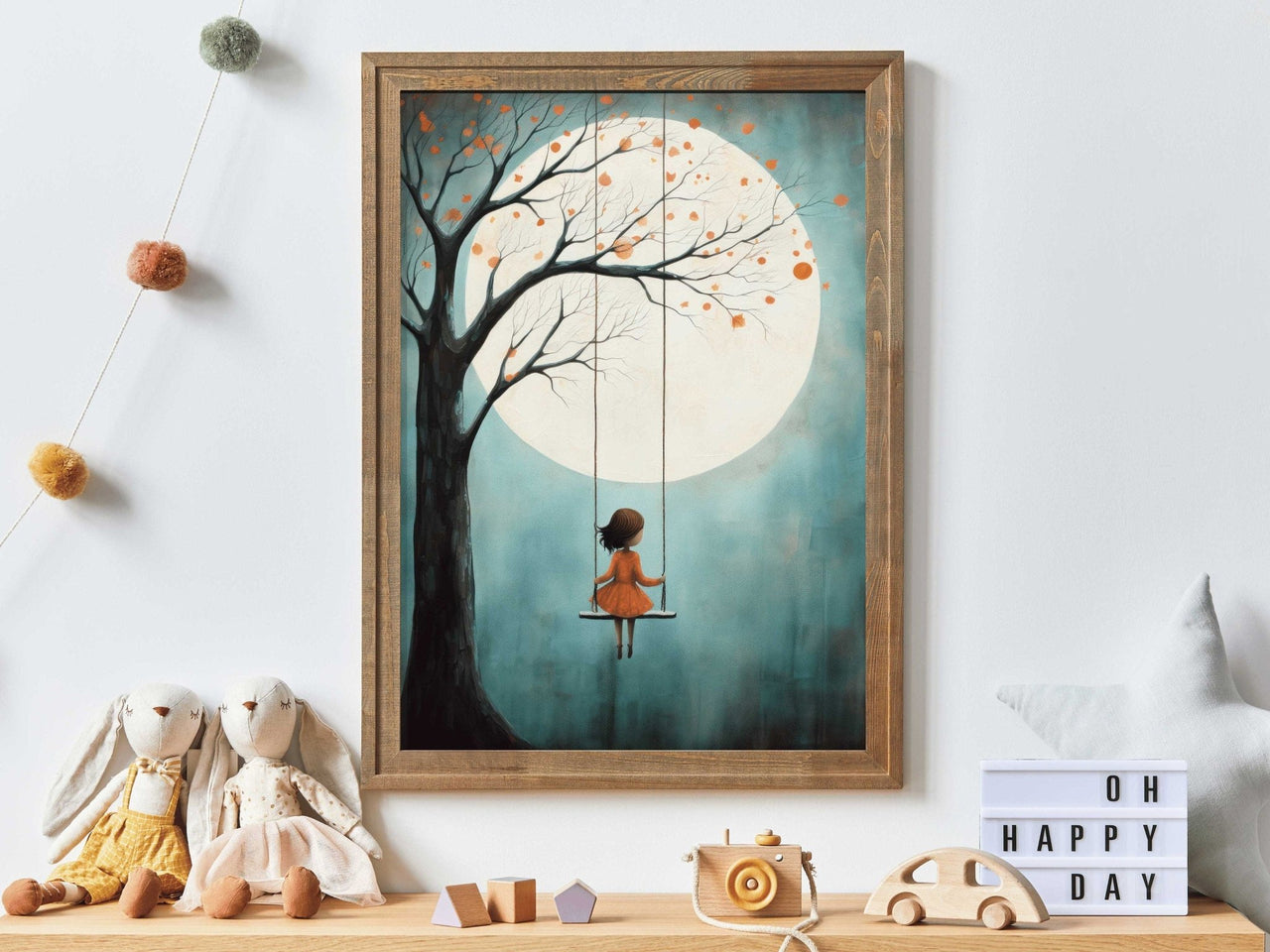 Girl on a Swing Wall Art – Fairy - Tale Nursery Print