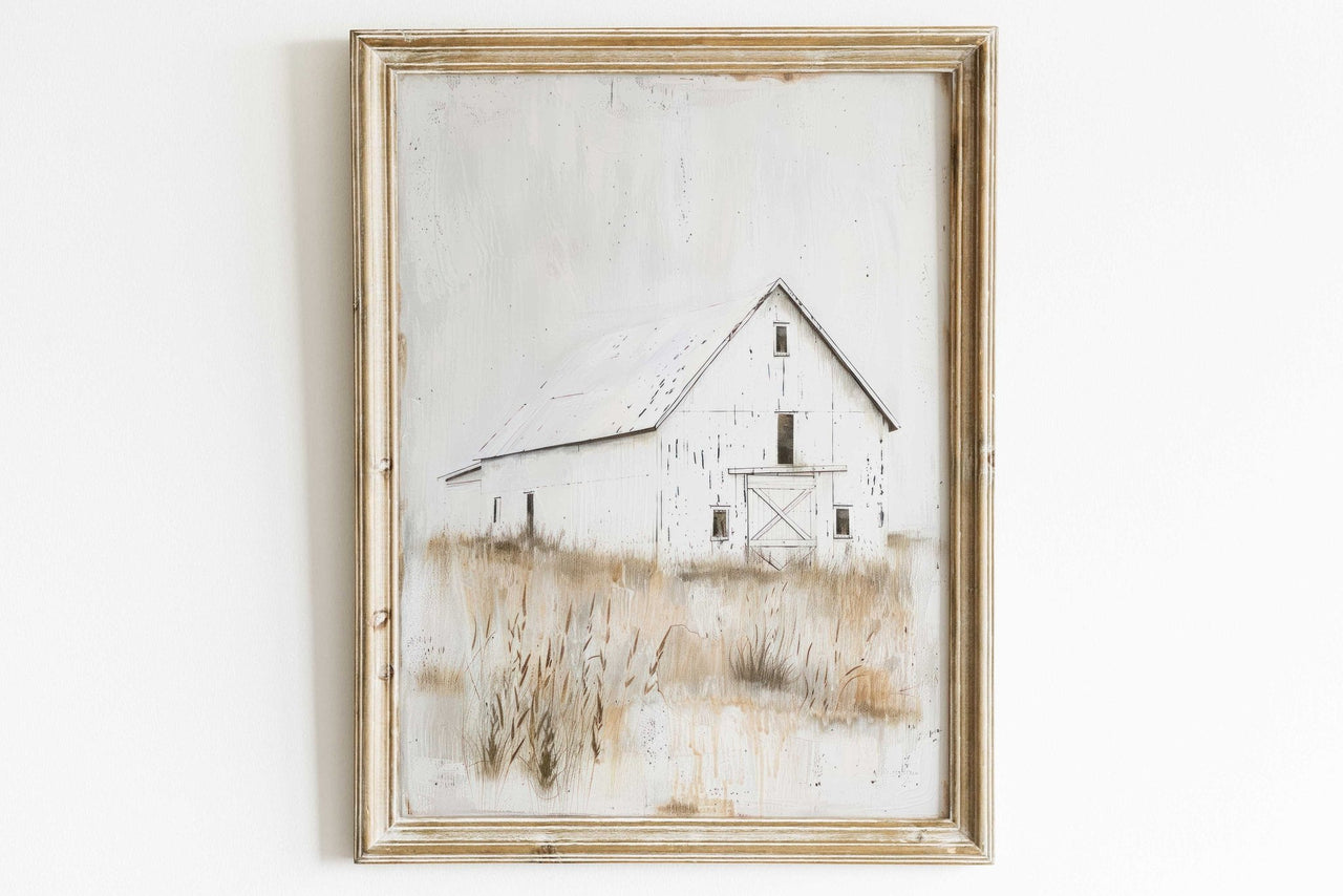 White Barn Wall Art – Farmhouse Nursery Print