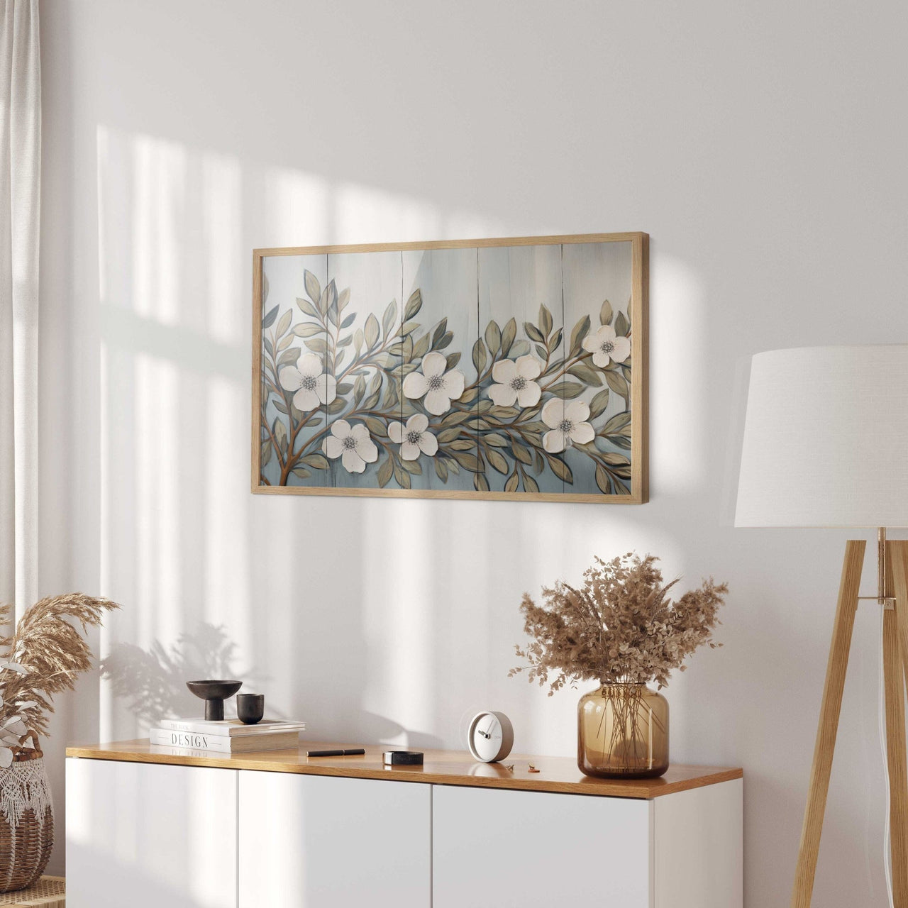 White Floral Wall Art – Farmhouse Kitchen Print