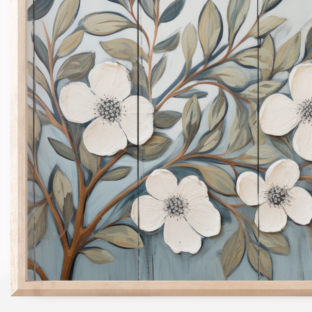 White Floral Wall Art – Farmhouse Kitchen Print