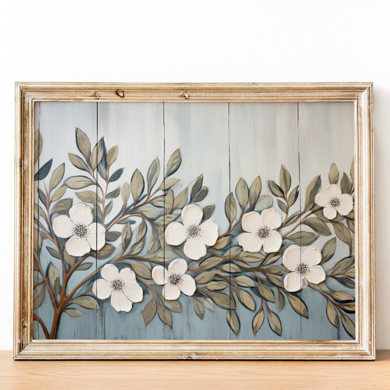 White Floral Wall Art – Farmhouse Kitchen Print