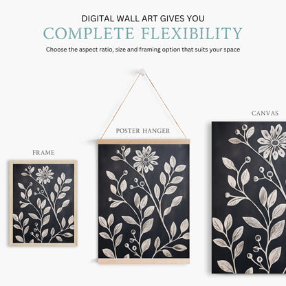White Flower Art, Rustic Floral Wall Decor, Black Wood Accent - WildfieldPrints