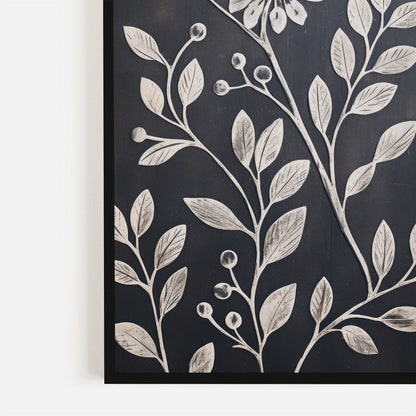 White Flower Art, Rustic Floral Wall Decor, Black Wood Accent - WildfieldPrints