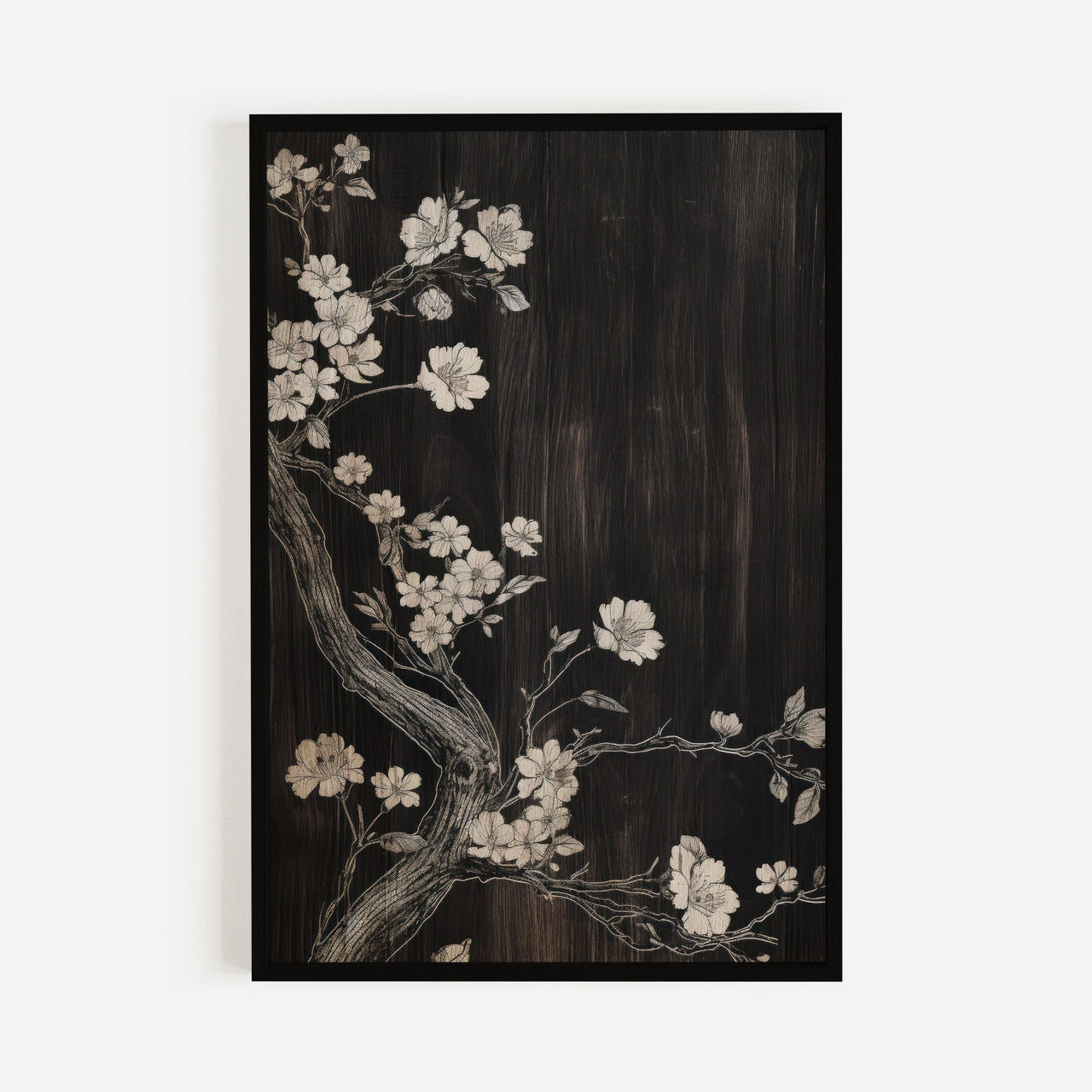 White Flower Wall Art – Floral Living Room Print