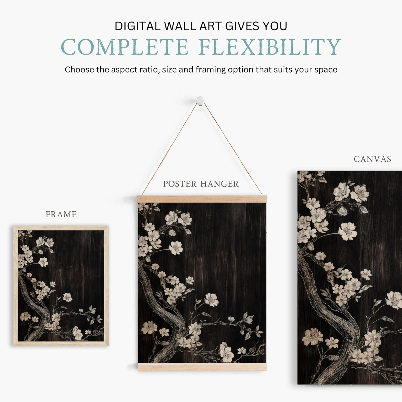 White Flower Wall Art – Floral Living Room Print