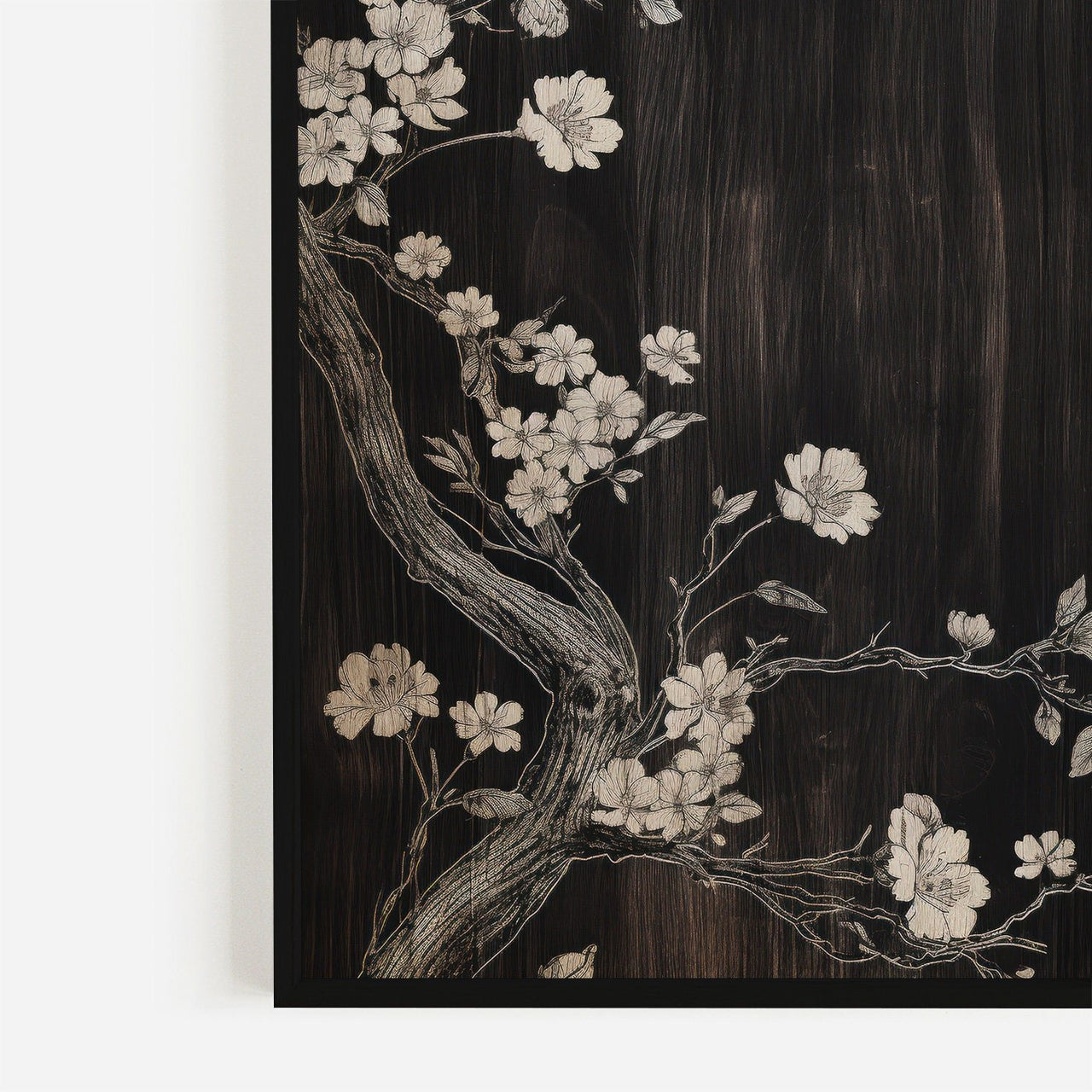 White Flower Wall Art – Floral Living Room Print