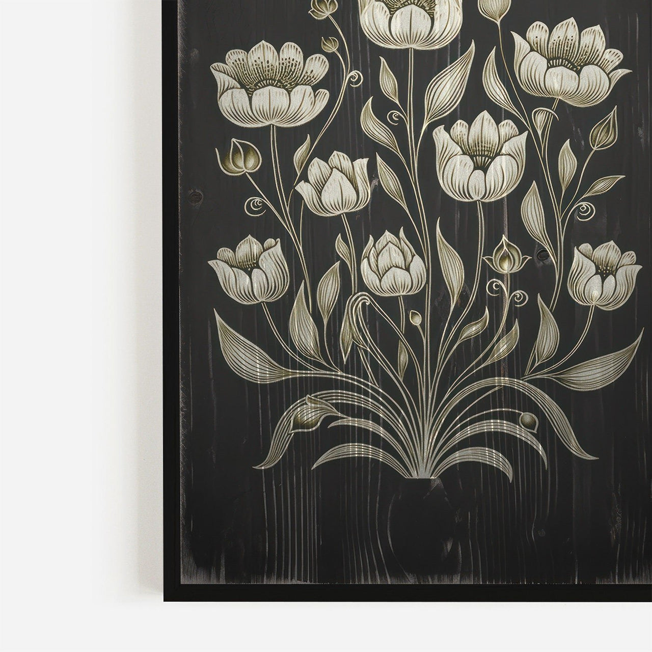White Flower Print – Floral Living Room Wall Art