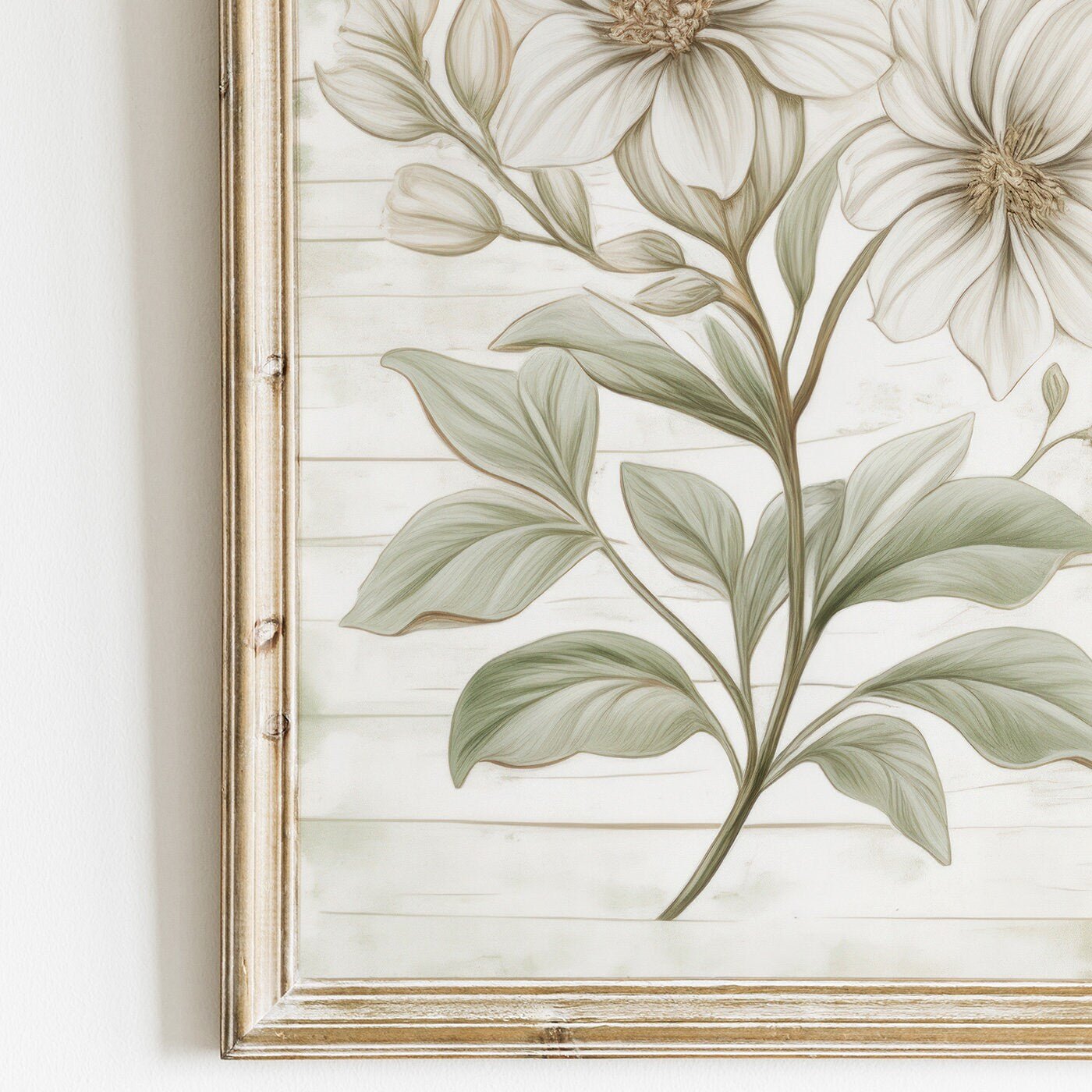 White Flower Print, Rustic Floral Wall Decor, Farmhouse Aesthetic - WildfieldPrints