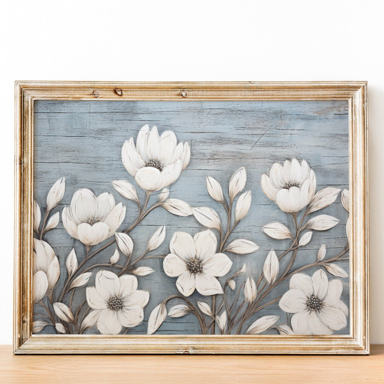 White Flower Wall Art – Floral Kitchen Print
