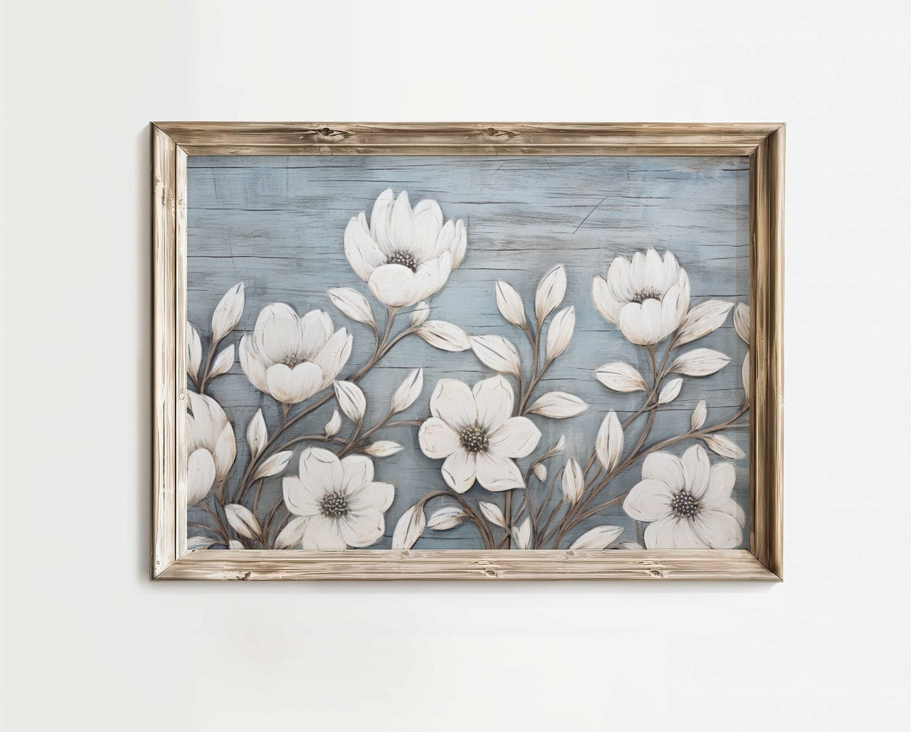 White Flower Wall Art – Floral Kitchen Print