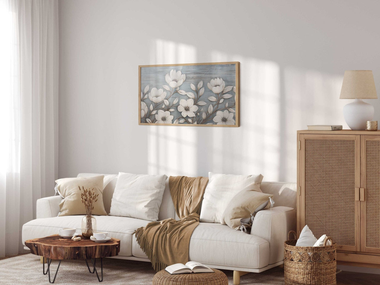 White Flower Wall Art – Floral Kitchen Print