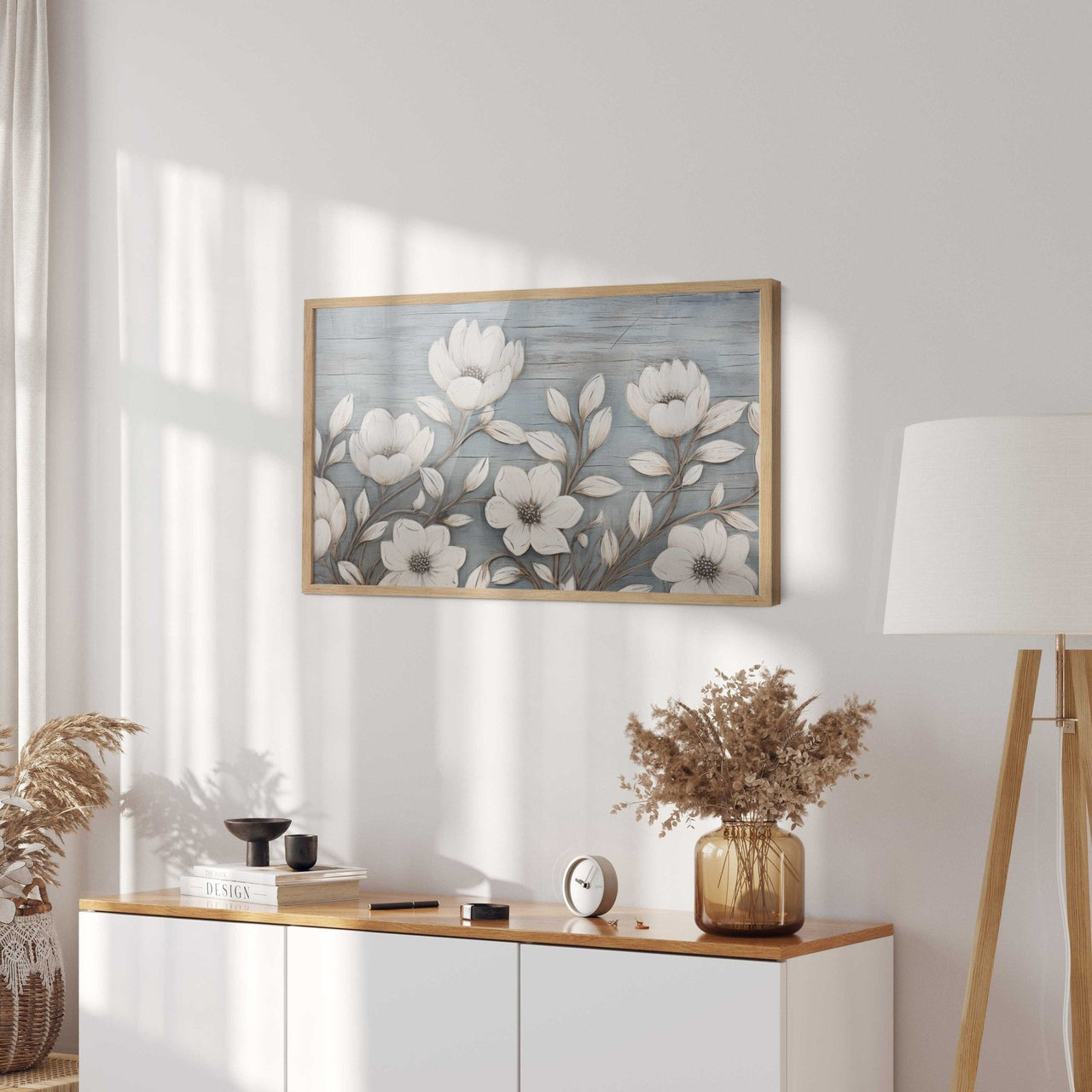 White Flower Wall Art – Floral Kitchen Print