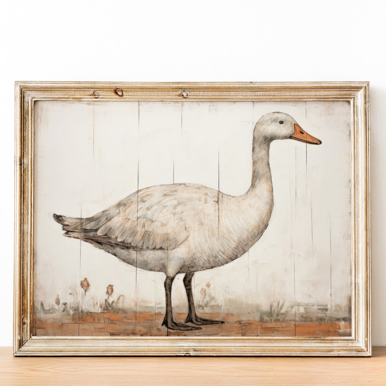White Goose Wall Art – Farmhouse Living Room Print