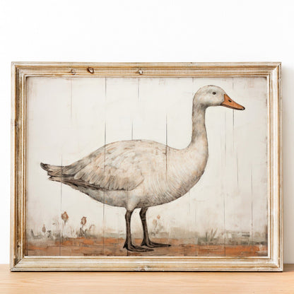 White Goose Art, Vintage Farmhouse Decor, Country Home Wall Decor - WildfieldPrints
