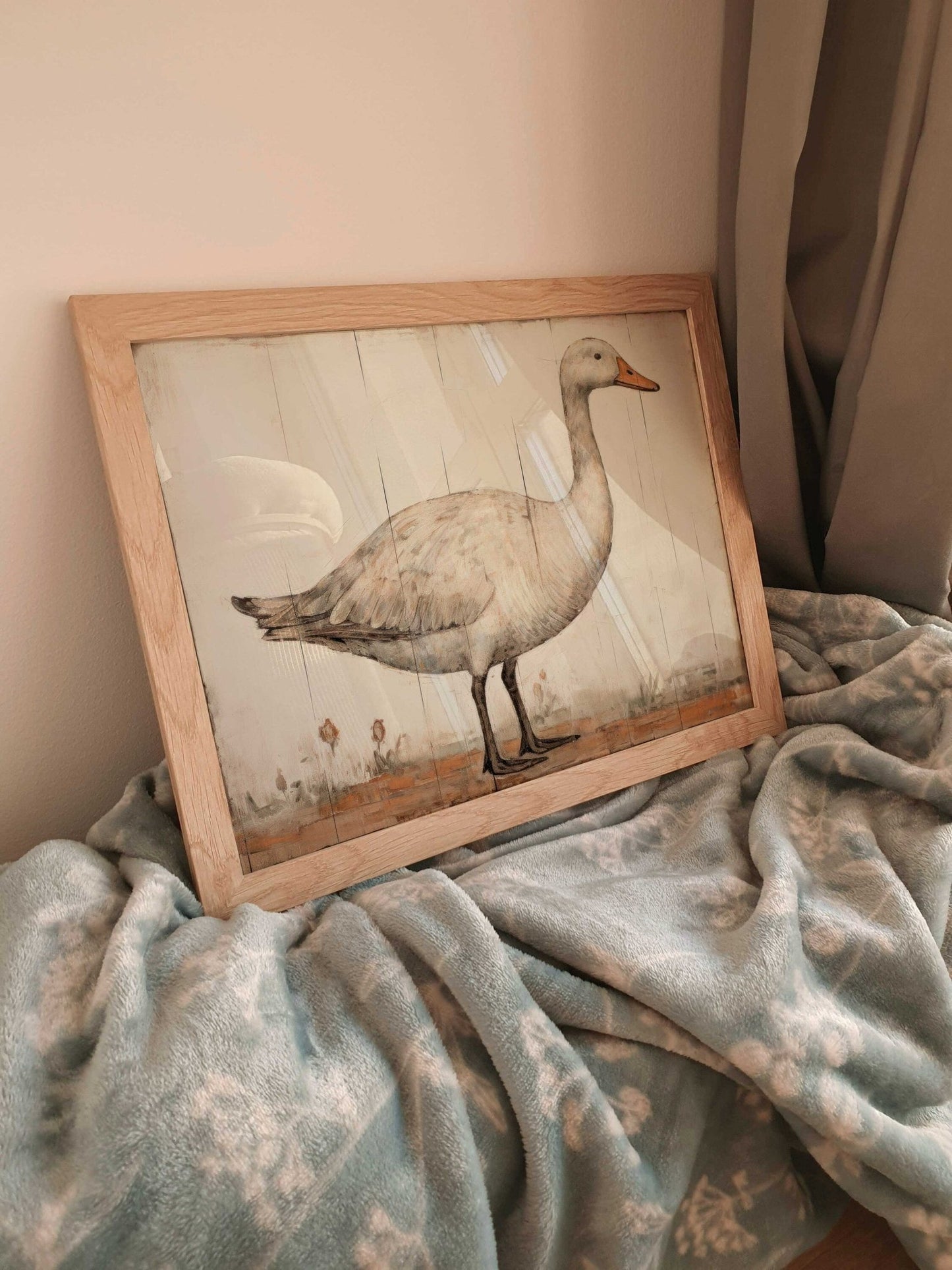 White Goose Art, Vintage Farmhouse Decor, Country Home Wall Decor - WildfieldPrints