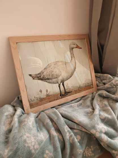 White Goose Art, Vintage Farmhouse Decor, Country Home Wall Decor - WildfieldPrints