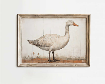 White Goose Art, Vintage Farmhouse Decor, Country Home Wall Decor - WildfieldPrints