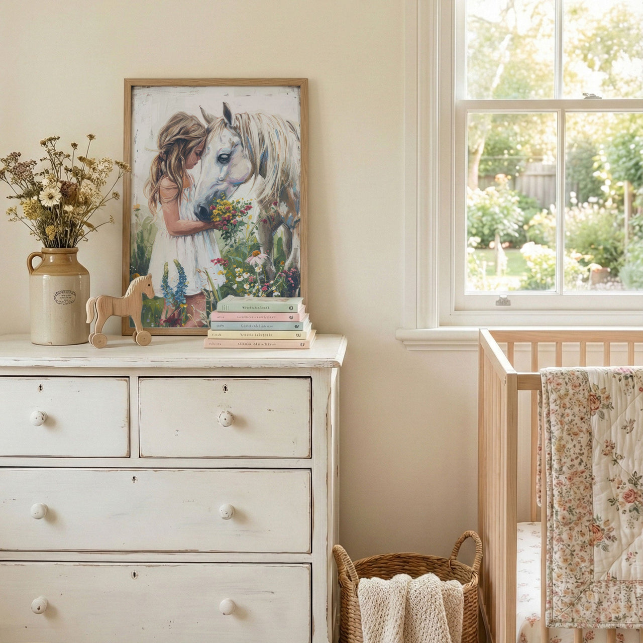 White Horse Print – Equestrian Girls Room Wall Art