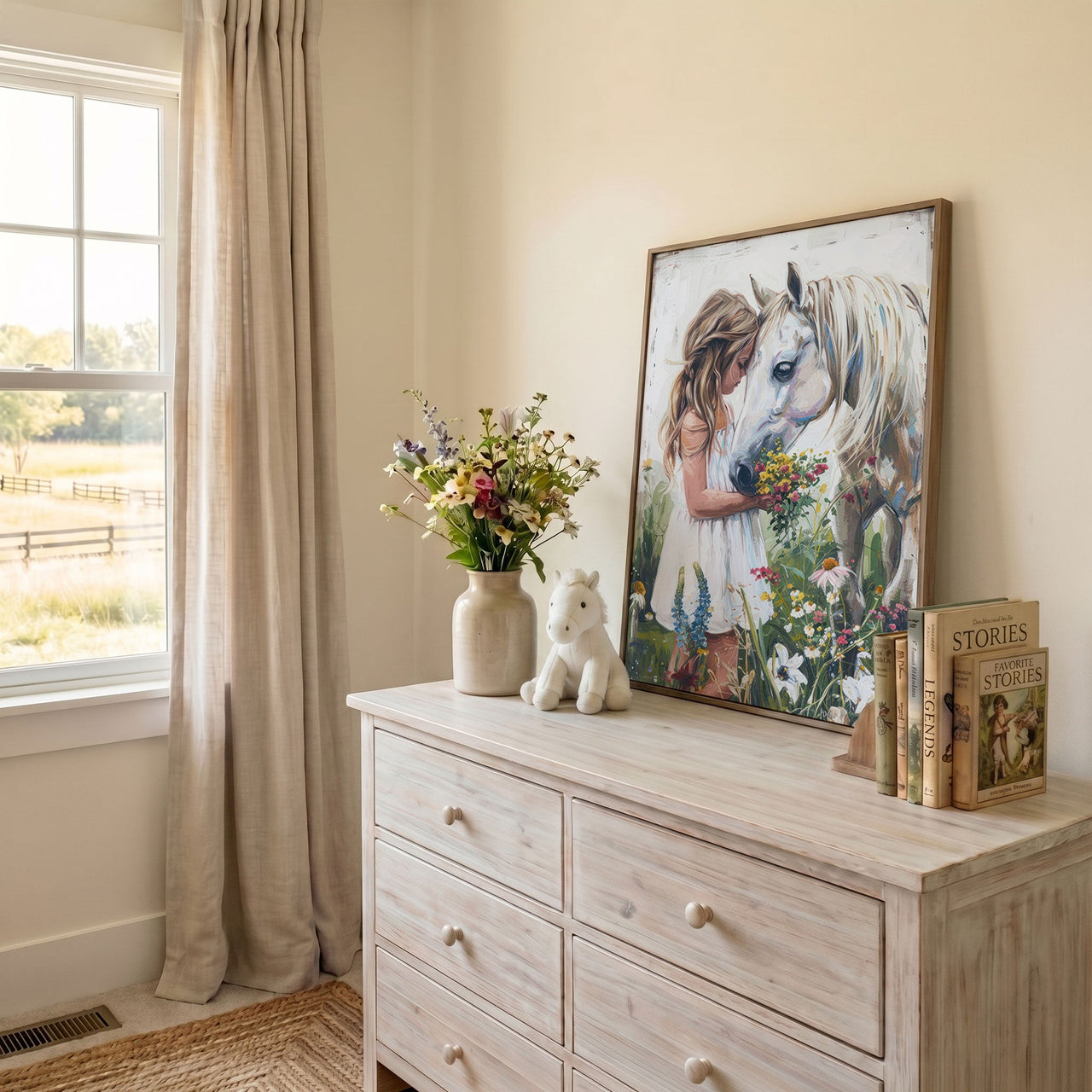 White Horse Print – Equestrian Girls Room Wall Art