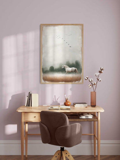 White Horse Wall Art, Equestrian Decor, Gift for Horse Lovers - WildfieldPrints