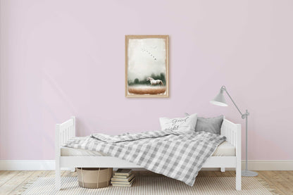 White Horse Wall Art, Equestrian Decor, Gift for Horse Lovers - WildfieldPrints