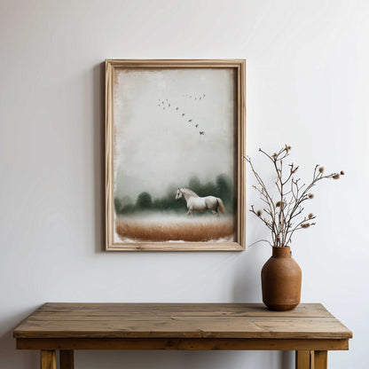 White Horse Wall Art, Equestrian Decor, Gift for Horse Lovers - WildfieldPrints