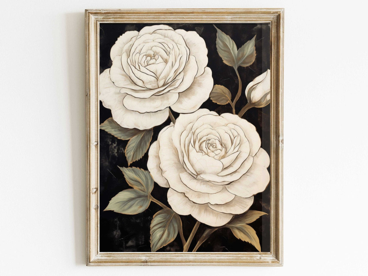 White Rose Wall Art – Floral Bedroom Print