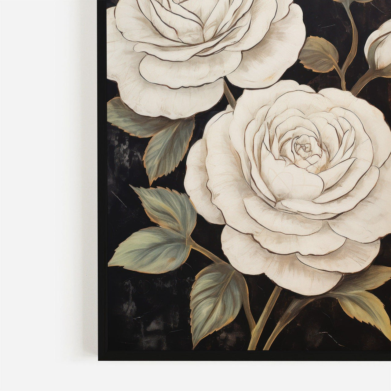 White Rose Wall Art – Floral Bedroom Print