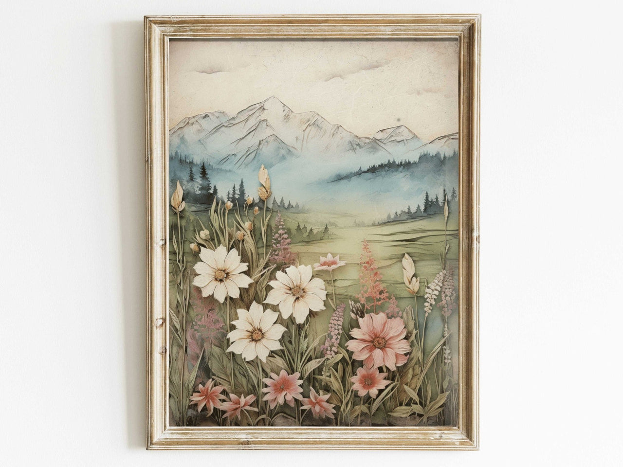 Wildflower Mountain Wall Art – Nature Girls Room Print