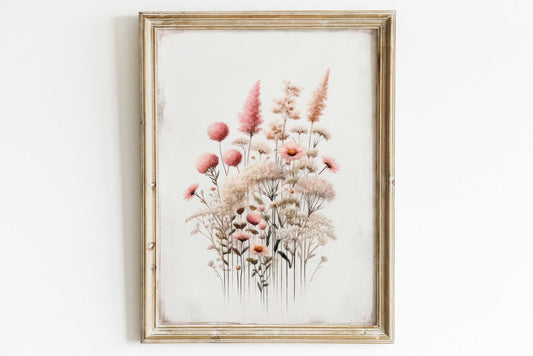 Wildflower Art Print, Rustic Floral Decor, Minimalist Flower Design - WildfieldPrints
