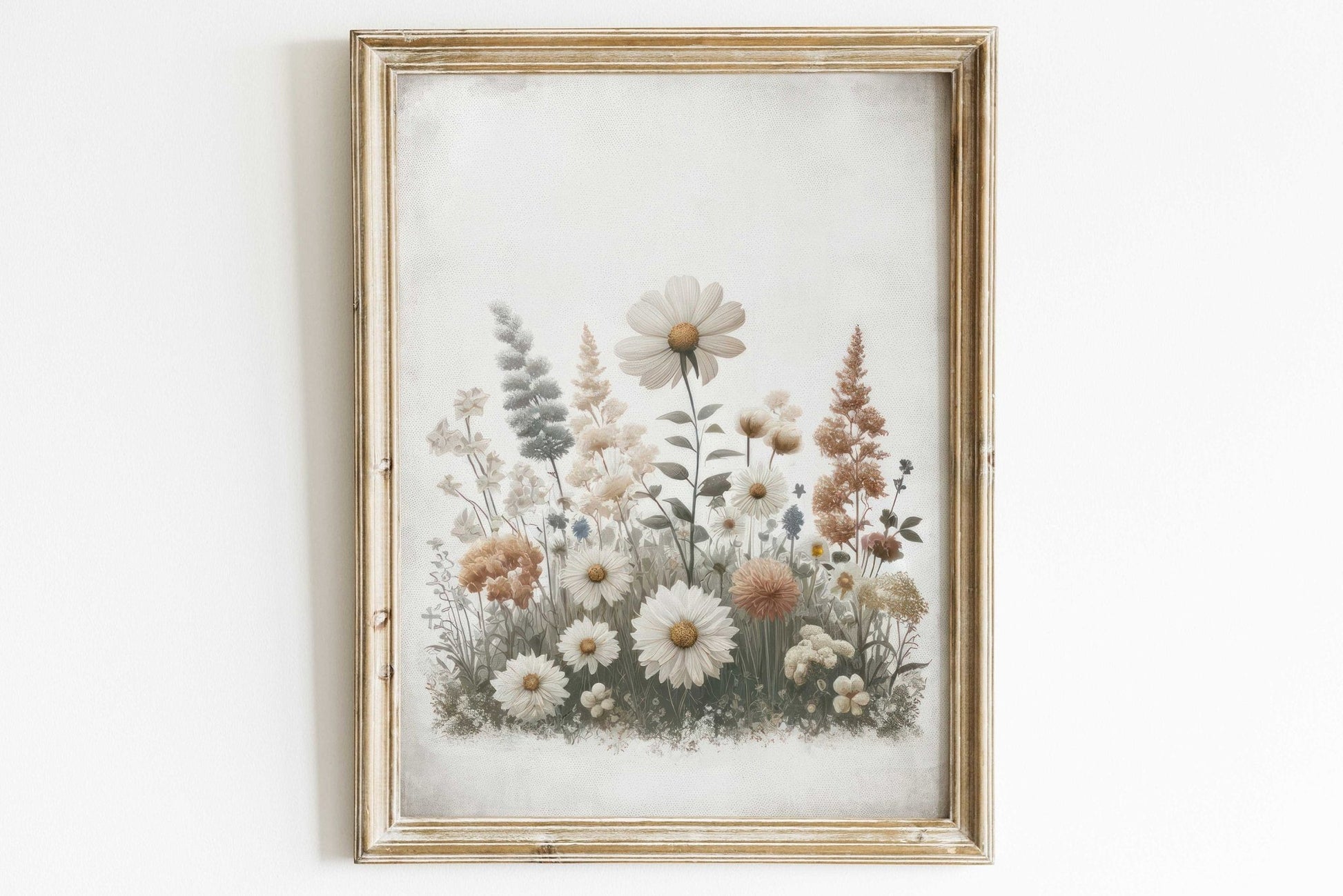 Wildflower Art Print, Rustic Floral Decor, Minimalist Flower Wall Art - WildfieldPrints