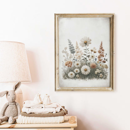 Wildflower Art Print, Rustic Floral Decor, Minimalist Flower Wall Art - WildfieldPrints