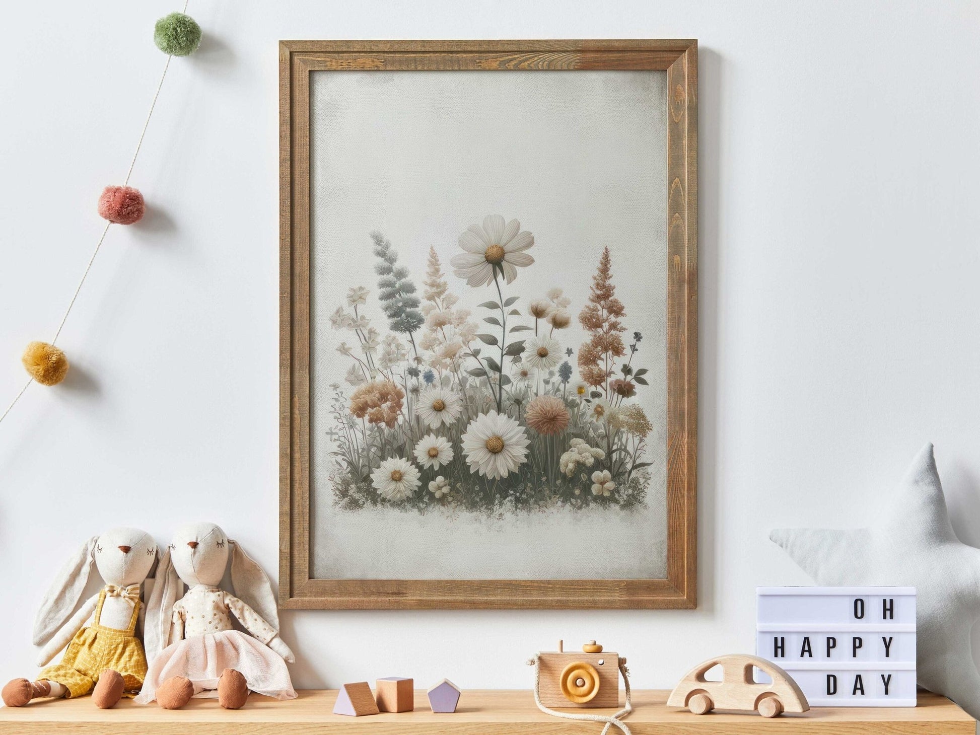 Wildflower Art Print, Rustic Floral Decor, Minimalist Flower Wall Art - WildfieldPrints