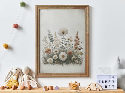 Wildflower Art Print, Rustic Floral Decor, Minimalist Flower Wall Art - WildfieldPrints
