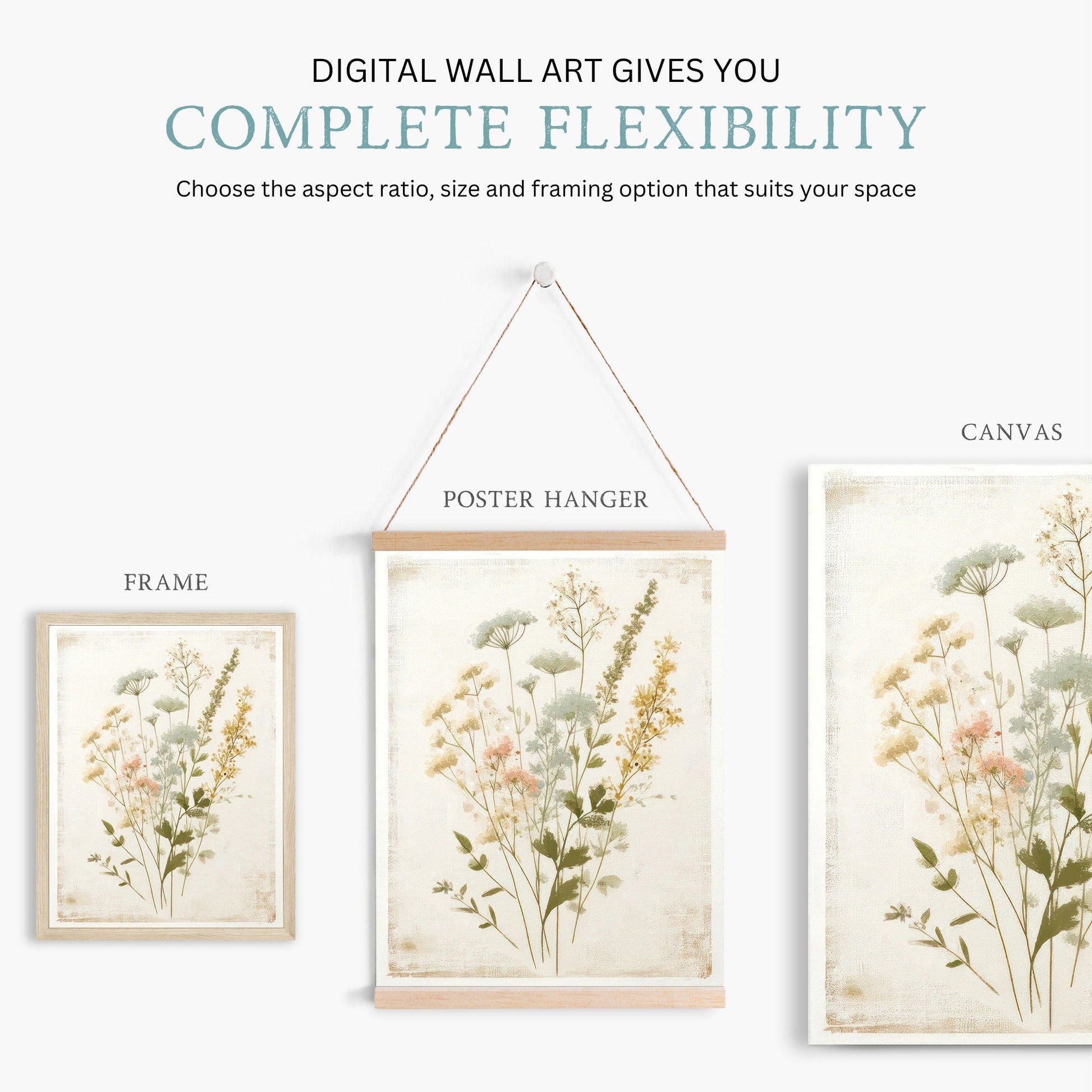 Wildflower Art Print, Rustic Floral Decor, Vintage Flower Artwork - WildfieldPrints