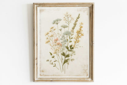 Wildflower Art Print, Rustic Floral Decor, Vintage Flower Artwork - WildfieldPrints