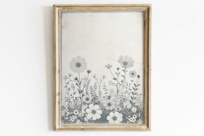 Wildflower Art Print, Rustic Floral Wall Decor, Vintage Flower Decor - WildfieldPrints