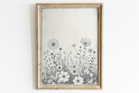 Wildflower Art Print, Rustic Floral Wall Decor, Vintage Flower Decor - WildfieldPrints