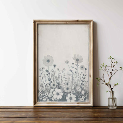 Wildflower Art Print, Rustic Floral Wall Decor, Vintage Flower Decor - WildfieldPrints