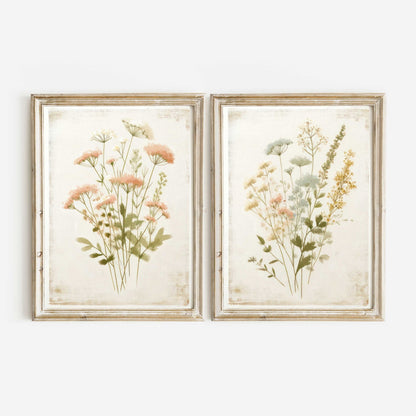 Wildflower Art Prints, Rustic Floral Decor, Minimalist Flower Wall Art - WildfieldPrints