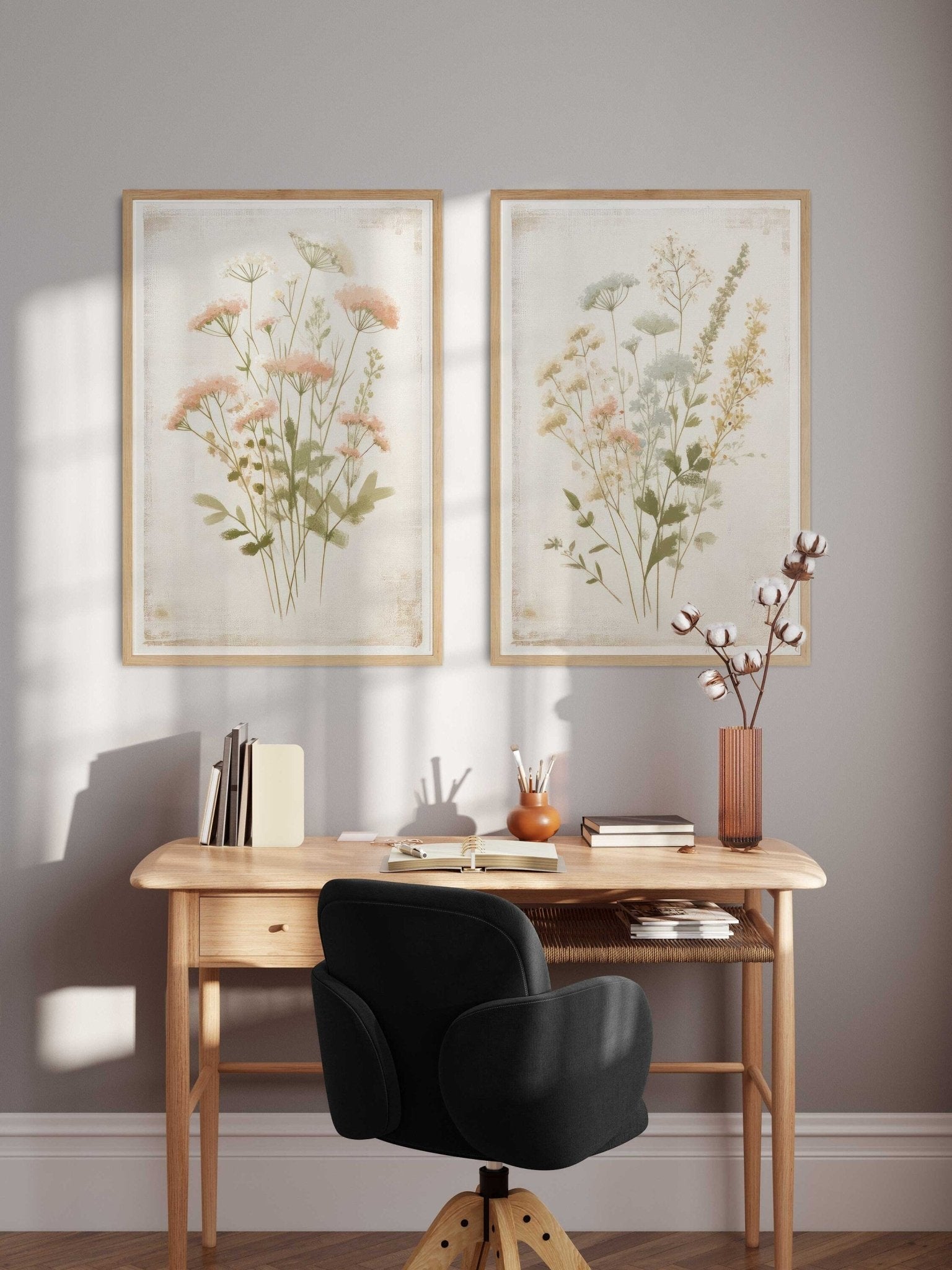 Wildflower Art Prints, Rustic Floral Decor, Minimalist Flower Wall Art - WildfieldPrints