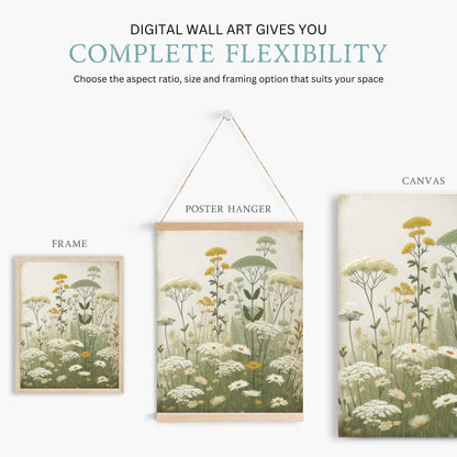 Wildflower Art Prints, Rustic Floral Decor, Vintage Botanical Wall Decor - WildfieldPrints