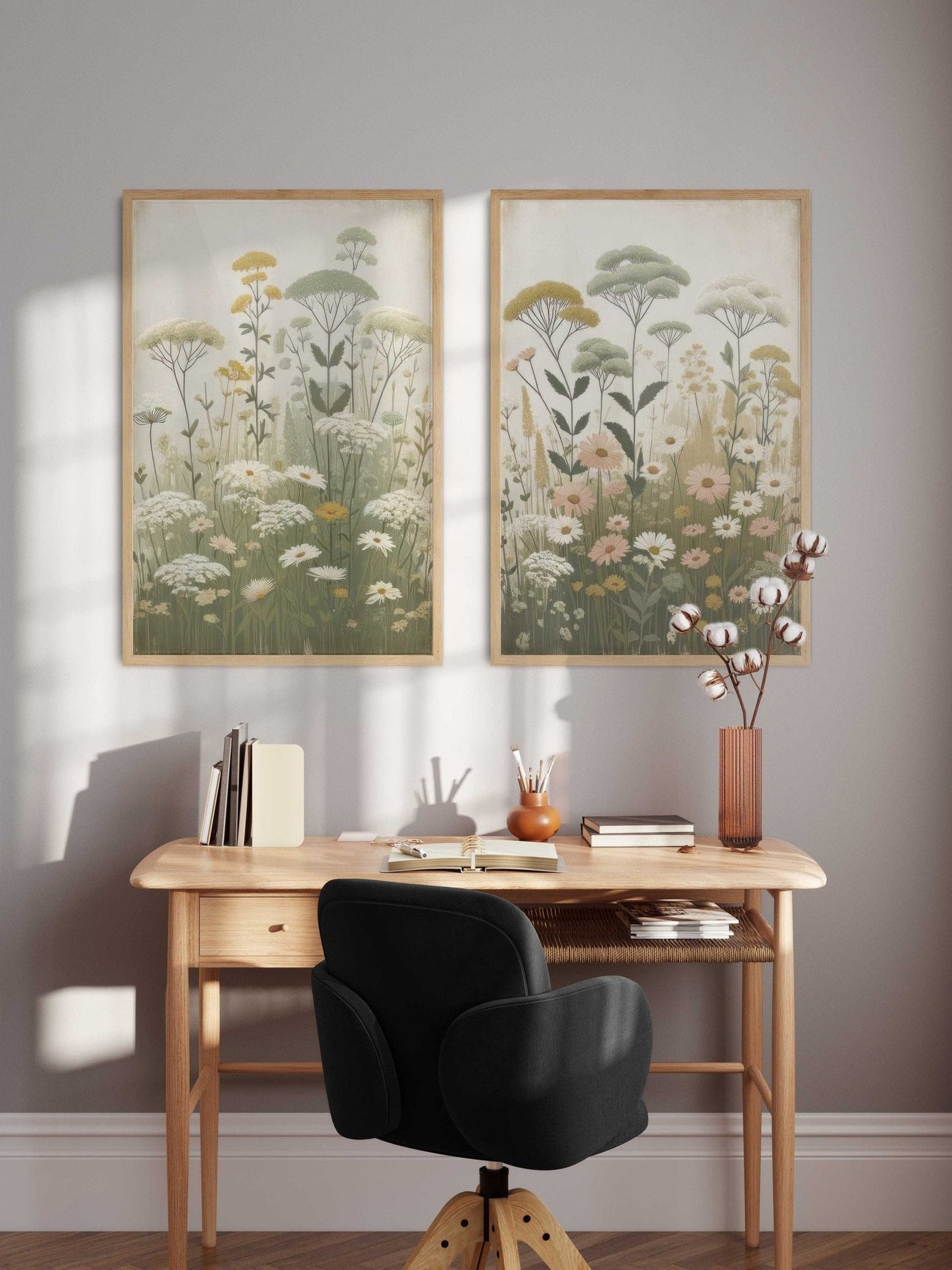 Wildflower Art Prints, Rustic Floral Decor, Vintage Botanical Wall Decor - WildfieldPrints