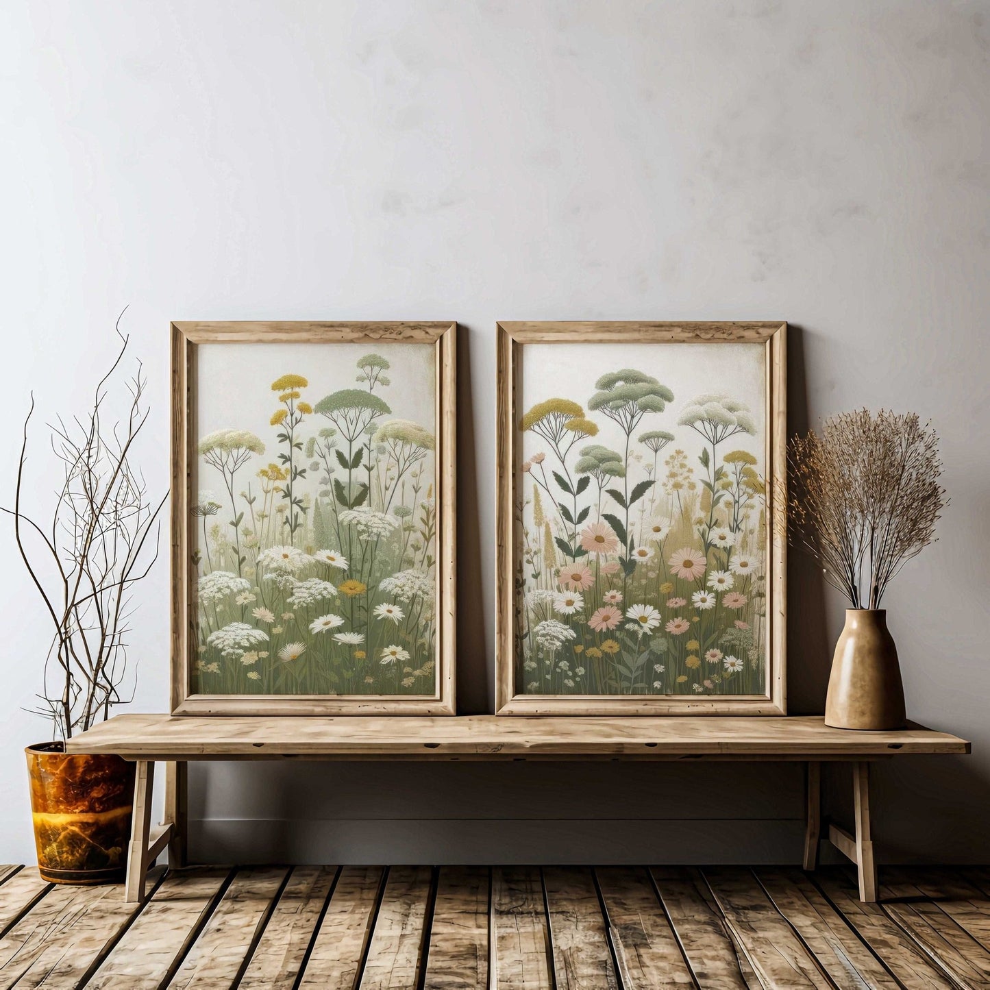 Wildflower Art Prints, Rustic Floral Decor, Vintage Botanical Wall Decor - WildfieldPrints